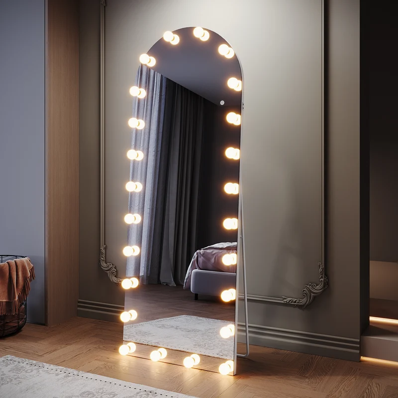 SIRHONA Miroirs sur pied de grande taille avec lumière LED à 3 couleurs 1600x600x35mm