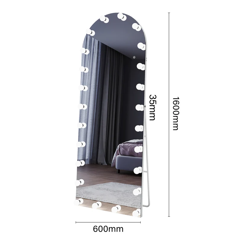 SIRHONA Miroirs sur pied de grande taille avec lumière LED à 3 couleurs 1600x600x35mm