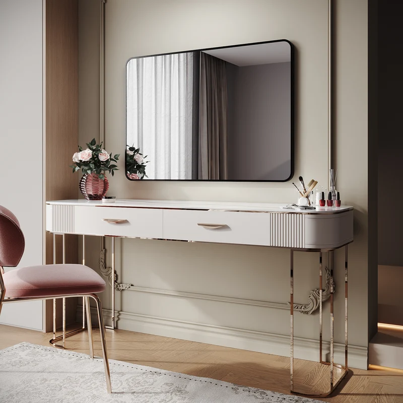 SIRHONA Miroir de maquillage 1000 x 700 x 35 mm, cadre noir, miroir carré mural