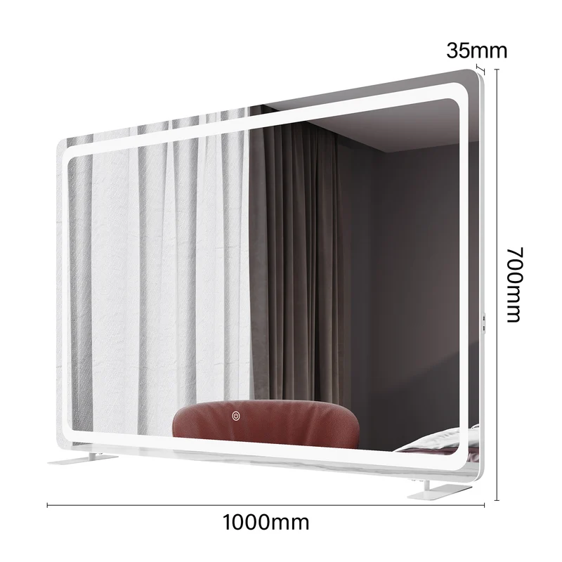 SIRHONA Miroir LED de maquillage moderne, mural ou sur pied 1000 x 700 x 35 mm