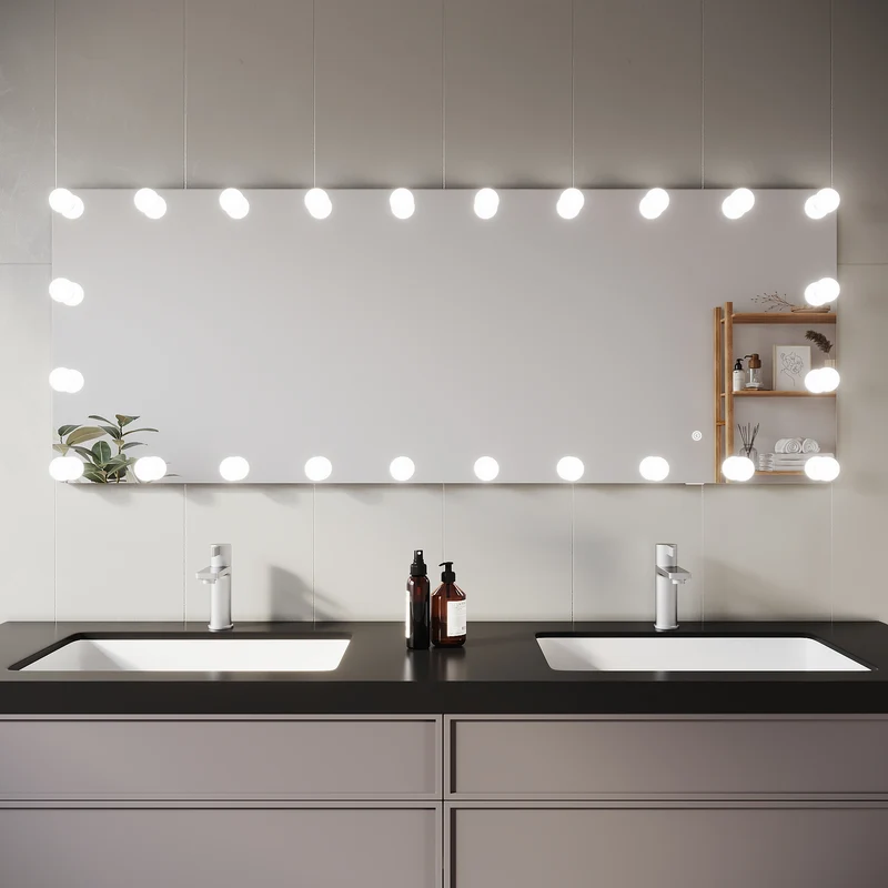 SIRHONA Miroir sur pied LED miroir pleine longueur 1600 x 600 x 35 mm