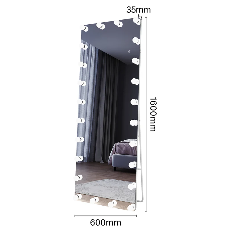 SIRHONA Miroir sur pied LED miroir pleine longueur 1600 x 600 x 35 mm