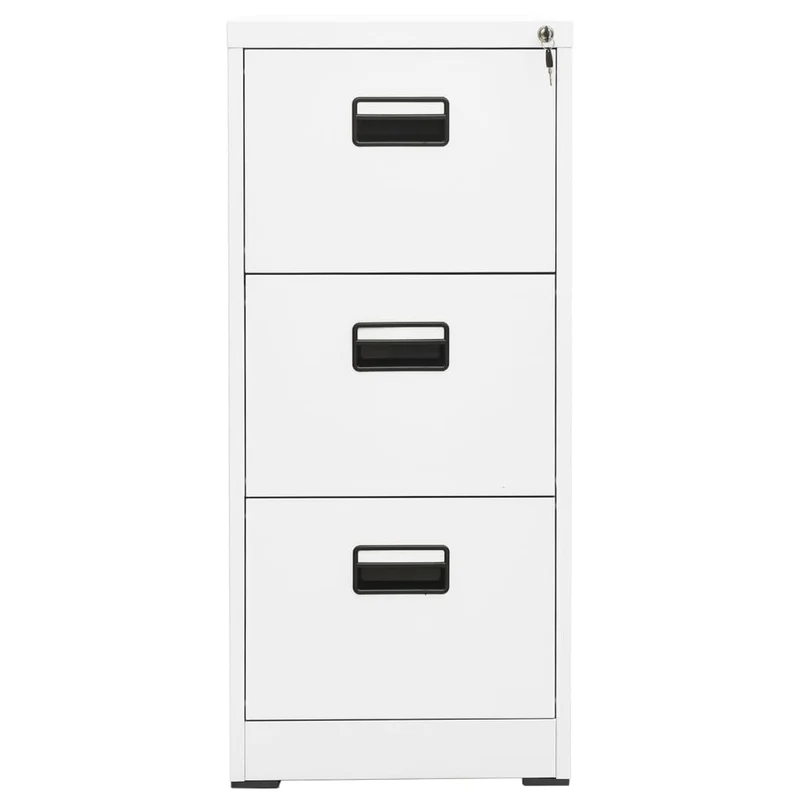 Caissons à tiroirs meuble de bureau armoire à dossiers 3 tiroirs 46 x 62 x 102,5 cm acier blanc DEC024520