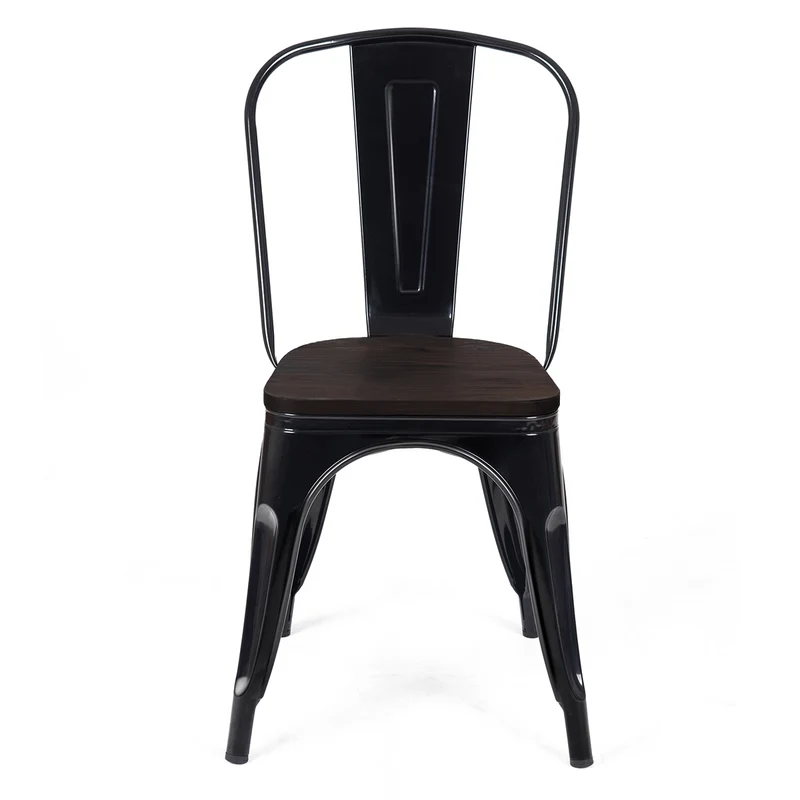4 chaises salle à manger empilables style industriel en acier 51x44x85 5cm noir 20_0000071