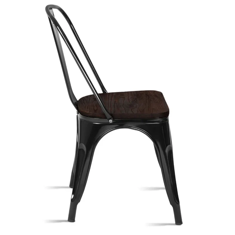 4 chaises salle à manger empilables style industriel en acier 51x44x85 5cm noir 20_0000071