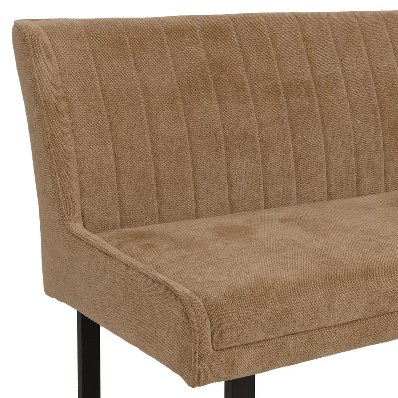 Banquette d’angle banquette de salle à manger jusqu’à 5 personnes assise rembourrée tissu chenille marron clair et fer 04_0009178