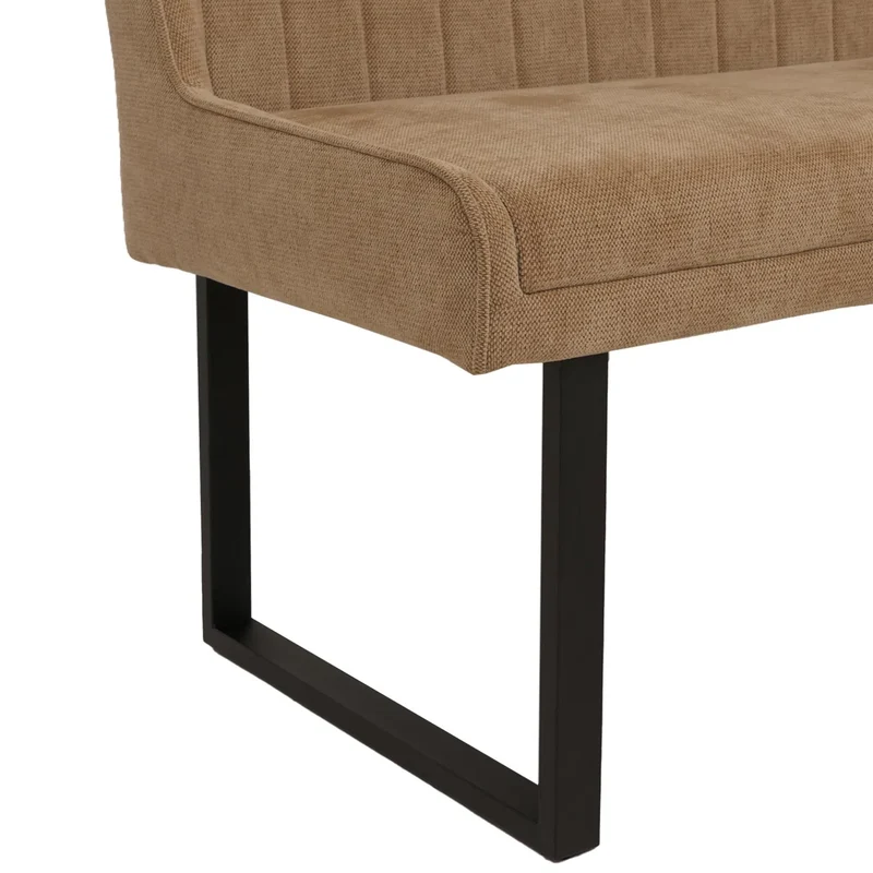 Banquette d’angle banquette de salle à manger jusqu’à 5 personnes assise rembourrée tissu chenille marron clair et fer 04_0009178