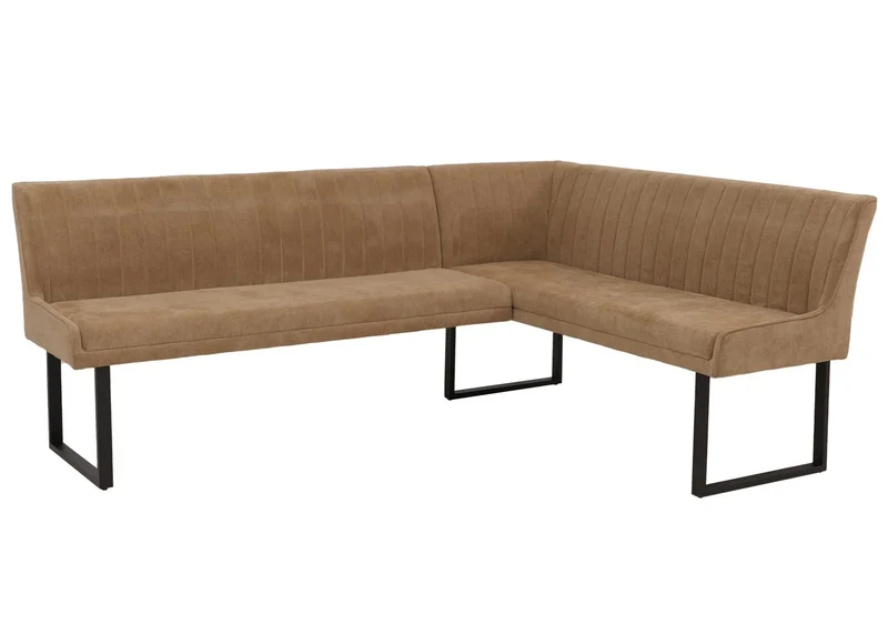 Banquette d’angle banquette de salle à manger jusqu’à 5 personnes assise rembourrée tissu chenille marron clair et fer 04_0009178