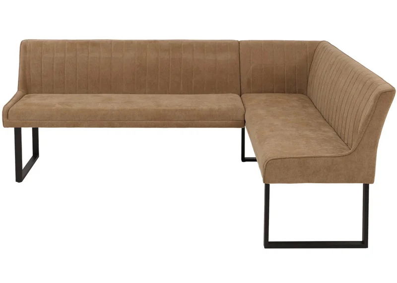 Banquette d’angle banquette de salle à manger jusqu’à 5 personnes assise rembourrée tissu chenille marron clair et fer 04_0009178