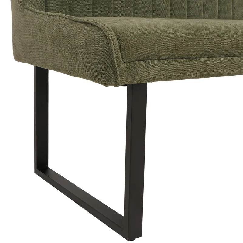Banquette d’angle banquette de salle à manger jusqu’à 5 personnes assise rembourrée tissu chenille vert et fer 04_0009177
