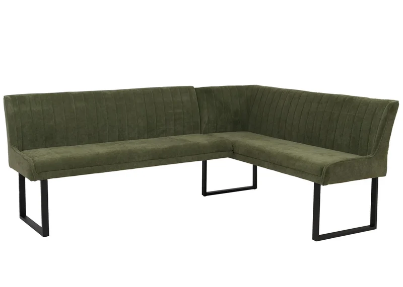 Banquette d’angle banquette de salle à manger jusqu’à 5 personnes assise rembourrée tissu chenille vert et fer 04_0009177