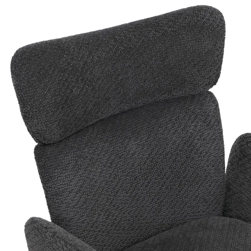 Lot de 6 chaises de salle à manger pivotantes à 180° avec retour automatique et accoudoirs tissu bouclé gris foncé et fer 04_0008815