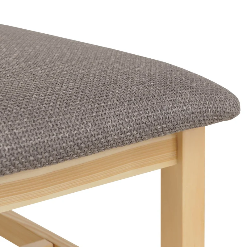 Lot de 4 chaises de salle à manger style maison de campagne assise rembourrée dossier bois massif et tissu gris 04_0009048