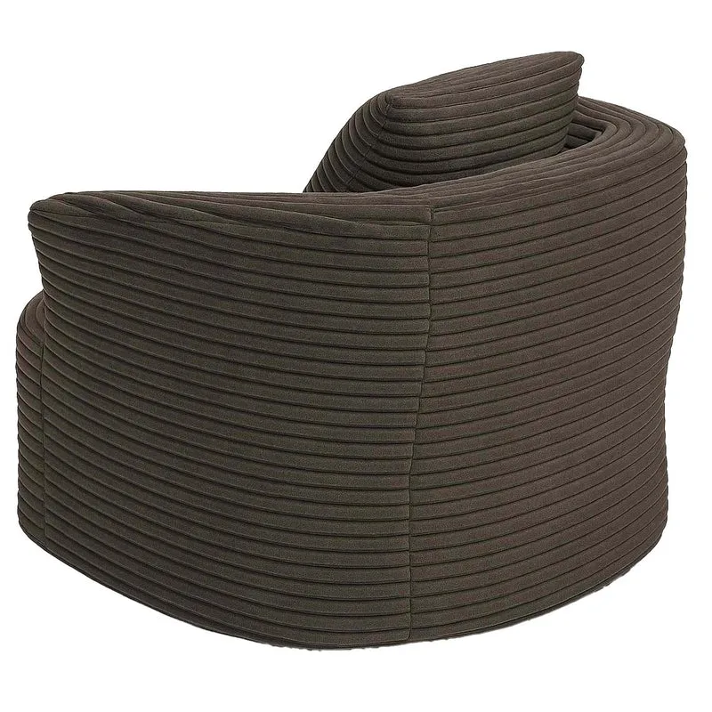 Fauteuil lounge relax avec coussin design arrondi et assise rembourrée tissu velours côtelé marron 04_0008970