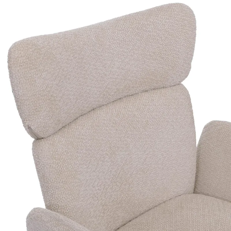 Lot de 6 chaises de salle à manger pivotantes à 180° avec retour automatique et accoudoirs tissu bouclé beige et fer aspect bois 04_0008818
