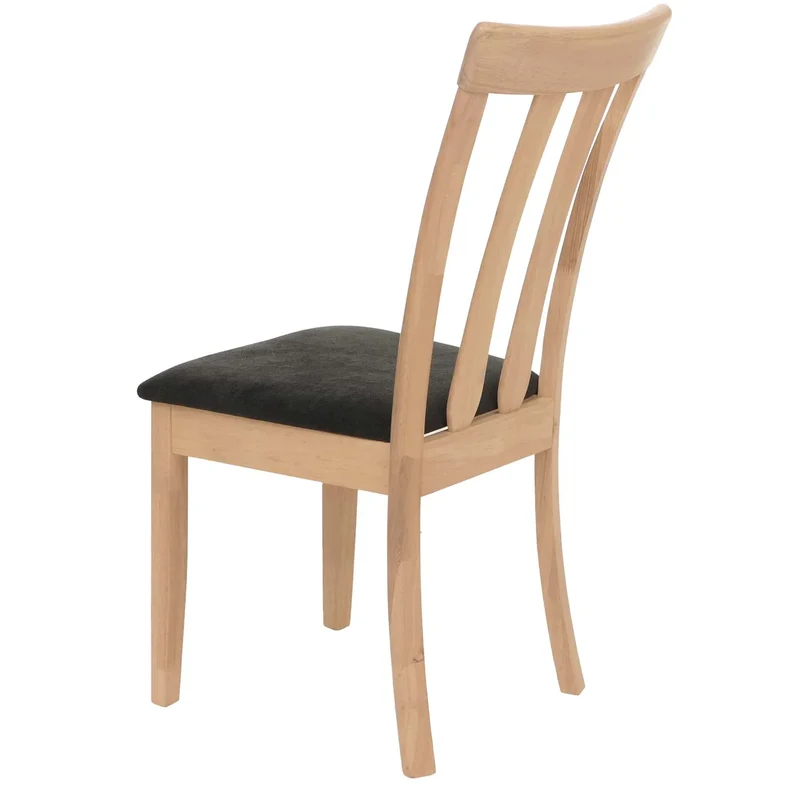 Lot de 6 chaises de salle à manger dossier haut assise rembourrée et protections de sol tissu noir et bois massif 04_0009068