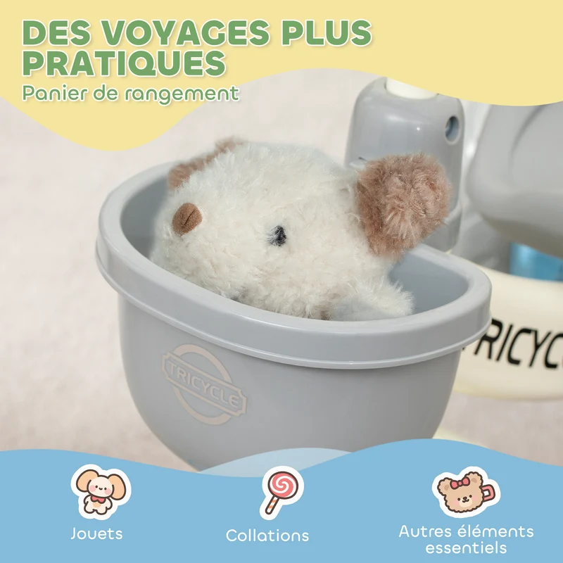 Tricycle évolutif pour enfant parc poignée parentale assise ergonomique 72 x 52 x 61 cm moderne design en métal bleu 21_0000632