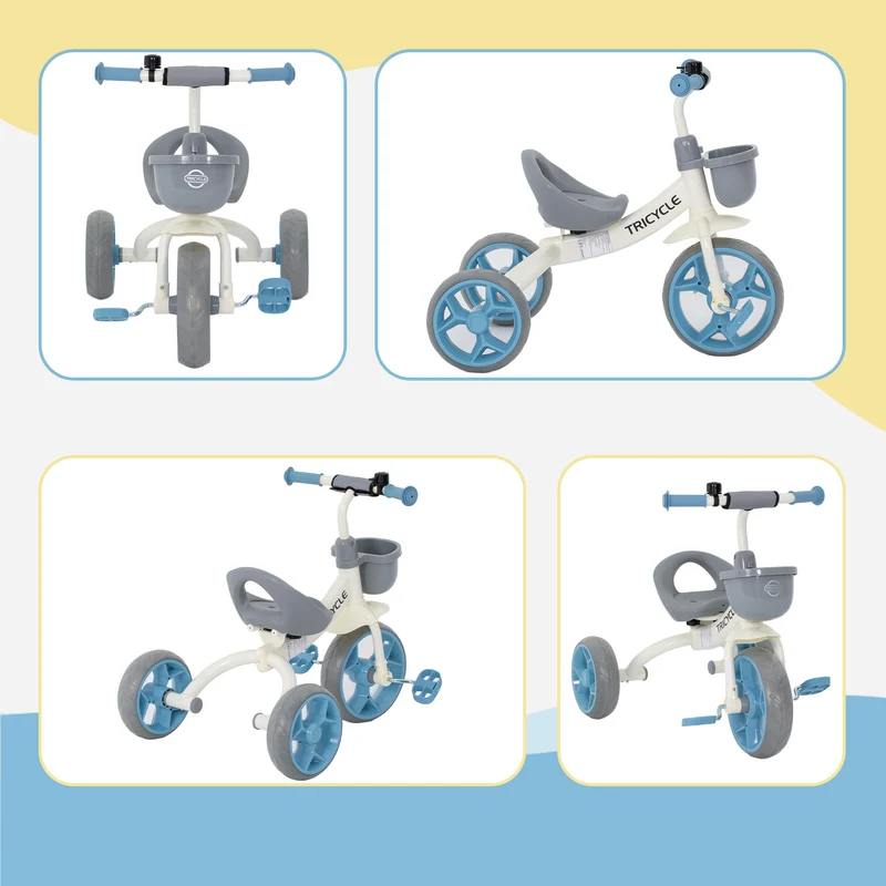 Tricycle évolutif pour enfant parc poignée parentale assise ergonomique 72 x 52 x 61 cm moderne design en métal bleu 21_0000632