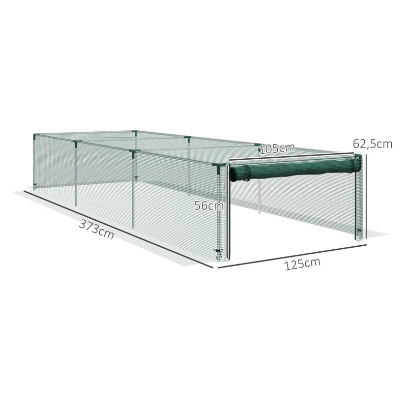 Serre de jardin tunnel 125 x 373 x 62,5 cm porte enroulable zippée ancrée au sol pour légumes contemporain en hdpe vert 21_0005417