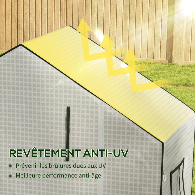 Serre de jardin stable pour tomates 140 x 73 x 190 cm porte enroulable et étagères moderne design en polyéthylène vert 21_0004386