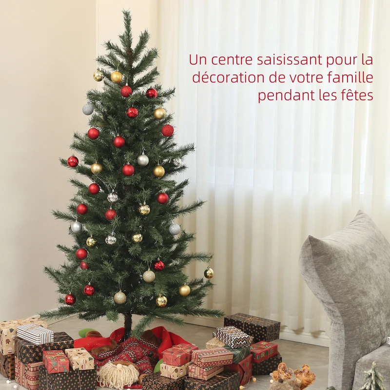 Sapin de noël effilé intérieur 113 x 180 x 113 cm gain de place branches ignifuges moderne minimaliste en plastique vert 21_0001376