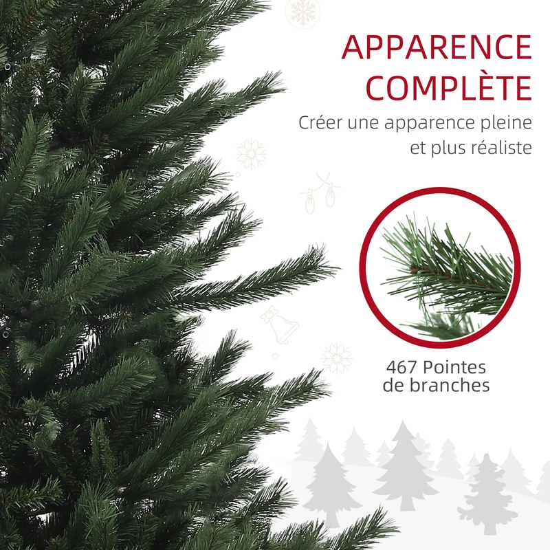 Sapin de noël effilé intérieur 113 x 180 x 113 cm gain de place branches ignifuges moderne minimaliste en plastique vert 21_0001376