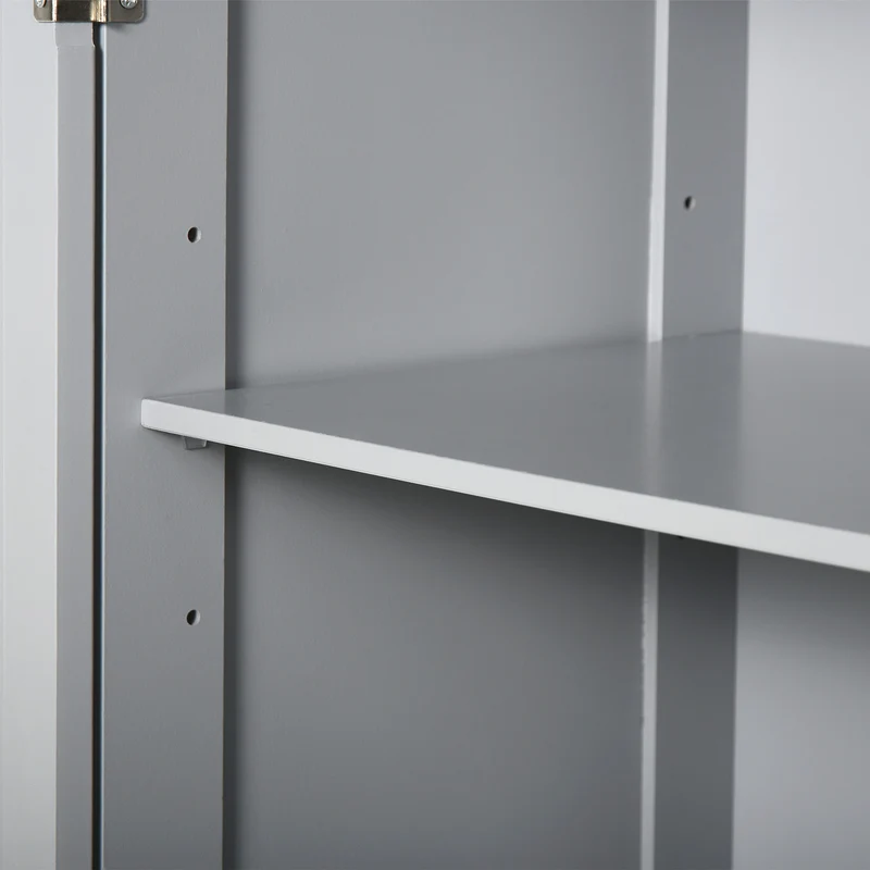 Meuble bas de salle de bain 60 x 30 x 75 cm 2 tiroirs placard double porte étagère réglable compact moderne en MDF gris 21_0001876