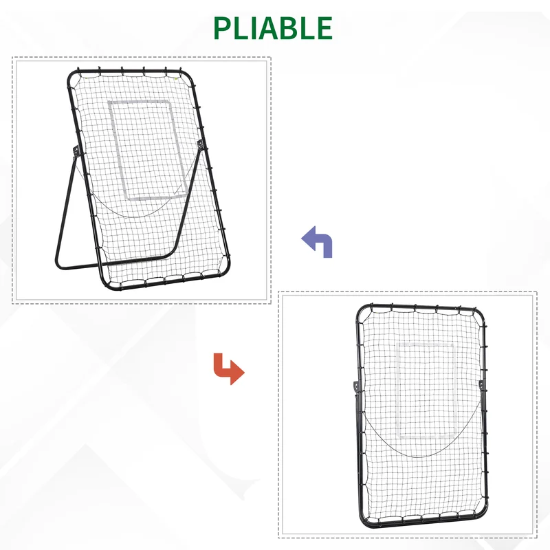 Filet de rebond de football 123 x 73 x 178,5 cm pliable hauteur et inclinaison réglables moderne épuré en métal noir 21_0006703
