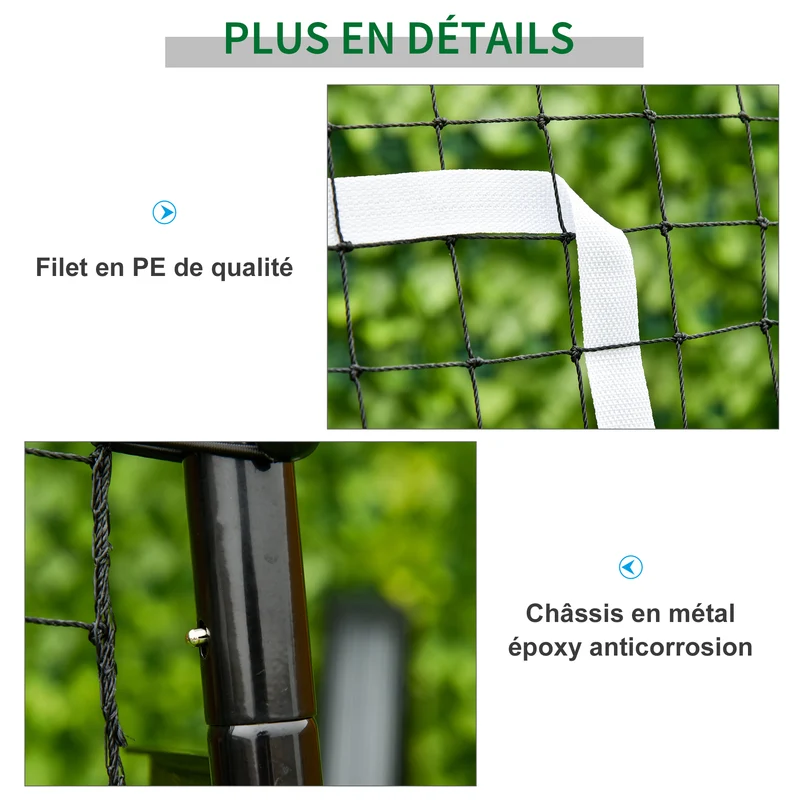 Filet de rebond de football 123 x 73 x 178,5 cm pliable hauteur et inclinaison réglables moderne épuré en métal noir 21_0006703