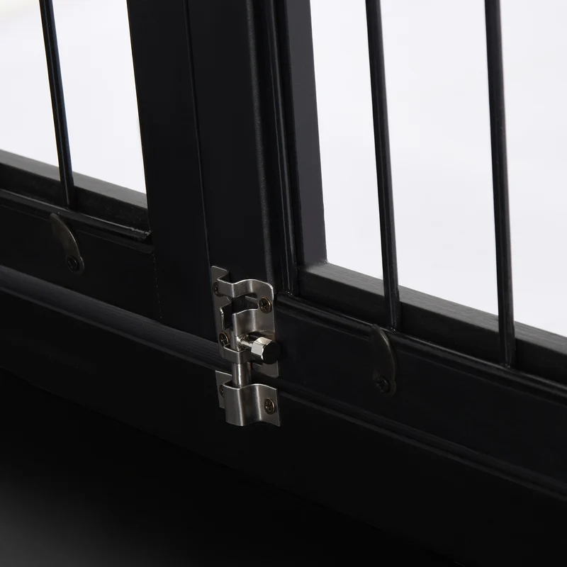 Cage pour chien enclos intérieur 81 x 58 x 66 cm sécurisante 3 portes verrouillables contemporain élégant en MDF noir 21_0007281