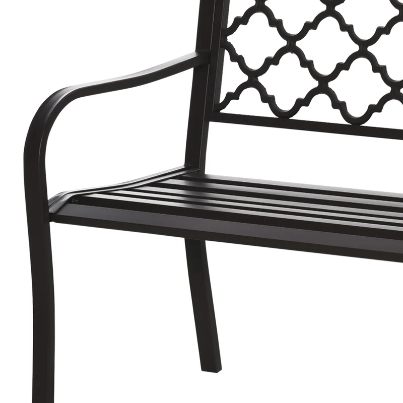 Banc 3 places jardin terrasse 128 x 60 x 89 cm assise profonde dossier incliné ergonomique rustique stable en métal brun 21_0004593