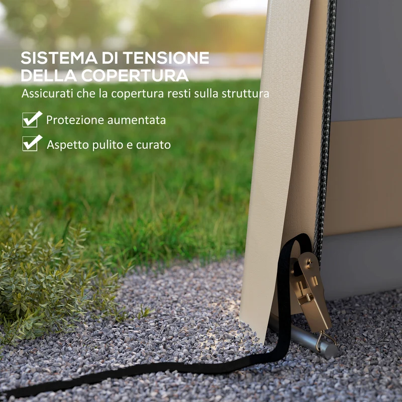 Tente garage abri voiture 618 x 330 x 240 cm protection imperméable étanche porte zippée industriel en polyéthylène kaki 21_0004839
