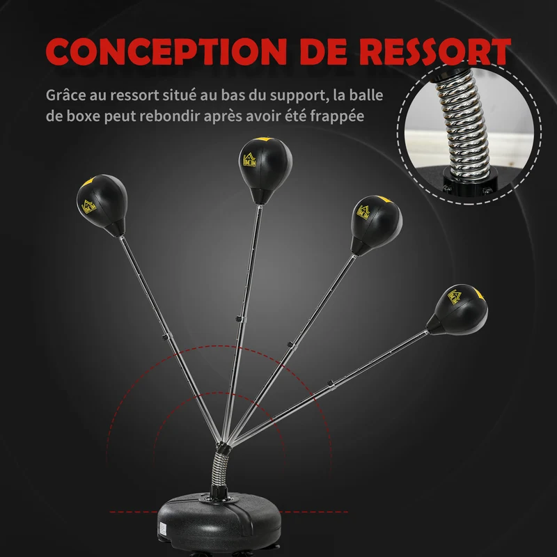Sac de frappe sur pied 45 x 45 x 133-151 cm réglable base lestée moderne design touche contemporaine en plastique noir 21_0006799