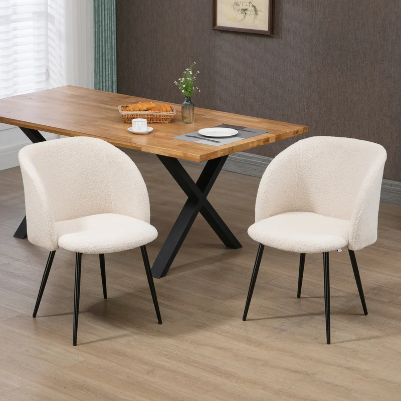 Lot de 2 chaises de salle à manger dossier incliné assise rembourrée 55 x 62 x 80 cm cosy moderne en polyester beige 21_0003194