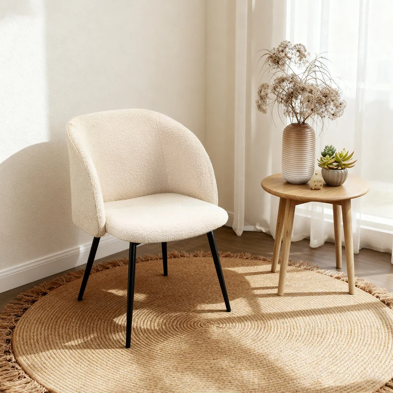Lot de 2 chaises de salle à manger dossier incliné assise rembourrée 55 x 62 x 80 cm cosy moderne en polyester beige 21_0003194
