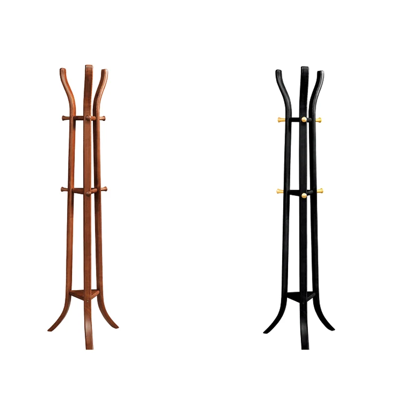 Elegant Vintage Ash Wood Coat Rack: Curved Branch-Style Hooks - Tripod Freestanding Sculptural Bentwood Hall Tree For Entryway