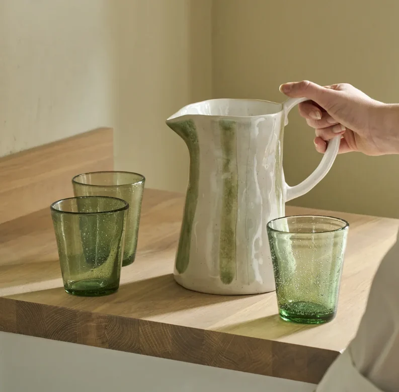 Hollywell Jug, Green Stripe