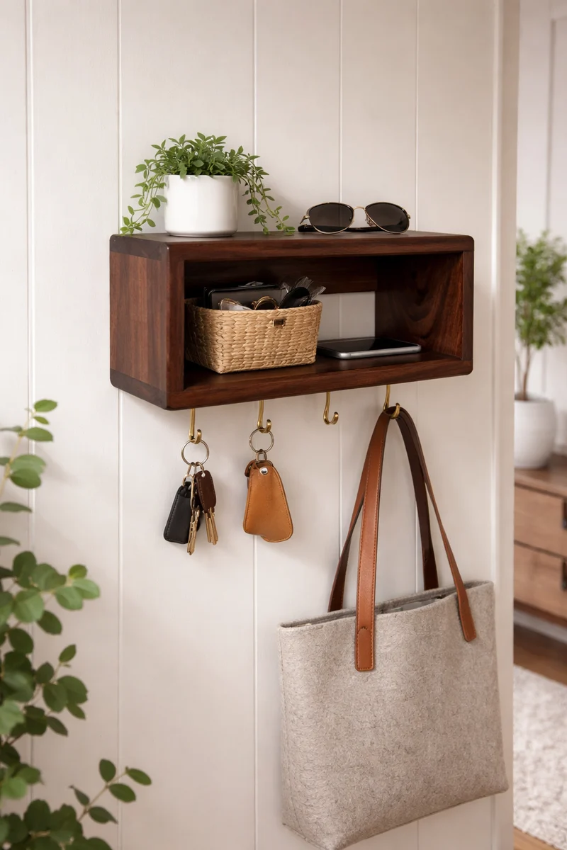 The Alta Floating Entryway Shelf in Black Walnut