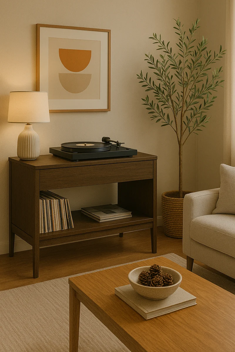 Vinyl Record Console Woodworking Plan – Mid-Century Media Stand – PDF DIY Furniture Plan