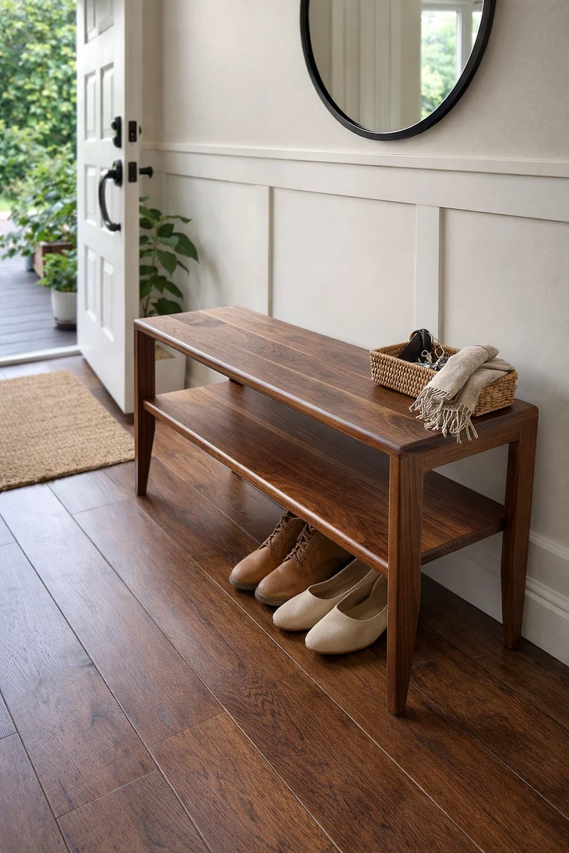 The Québec Entryway Bench – Solid Black Walnut