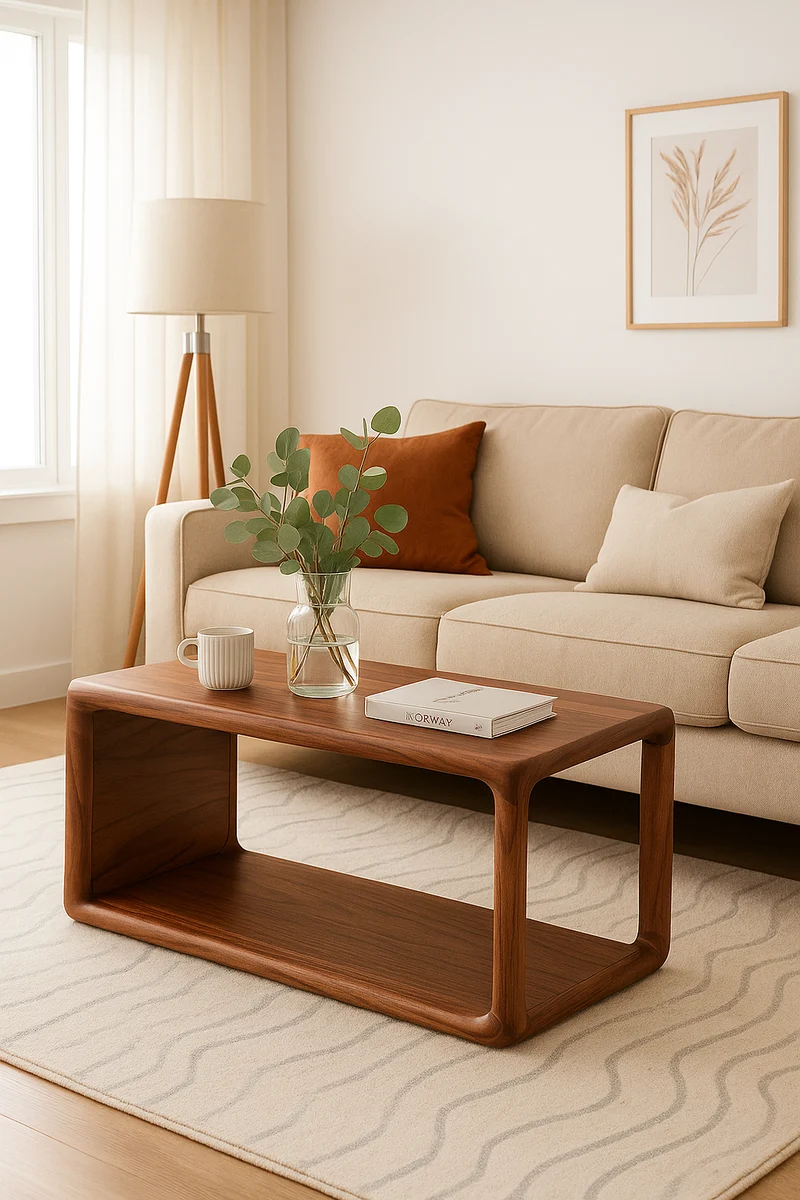 The Oka – Wood Console - Solid Black Walnut Coffee Table, Minimalist Mid-Century Modern Design, Handmade in Quebec - Artisan made