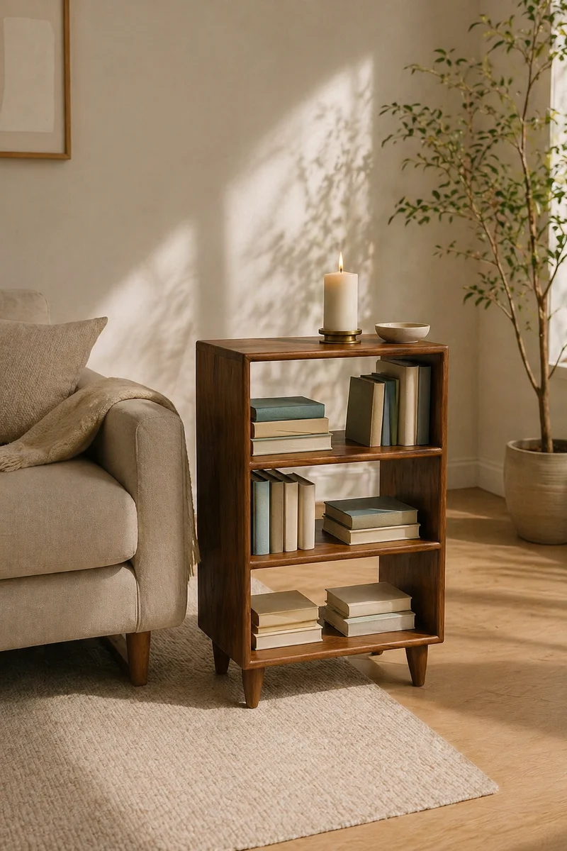 The Bodø - Solid Black Walnut Bookcase – Mid Century Modern Shelf, Handmade Wood Display, Minimalist Bookshelf, Custom Size, Made in Canada