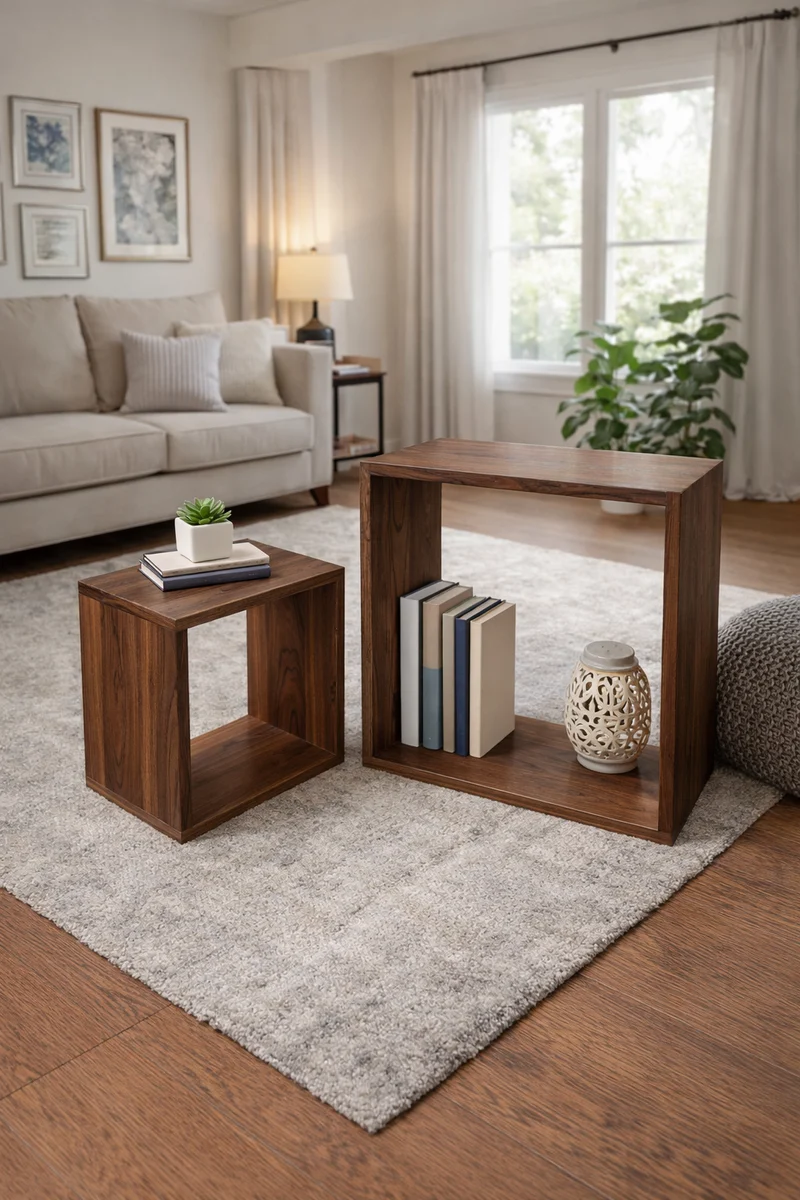 Handcrafted Modular Wooden Bookcase – Custom Solid Wood Shelving Unit