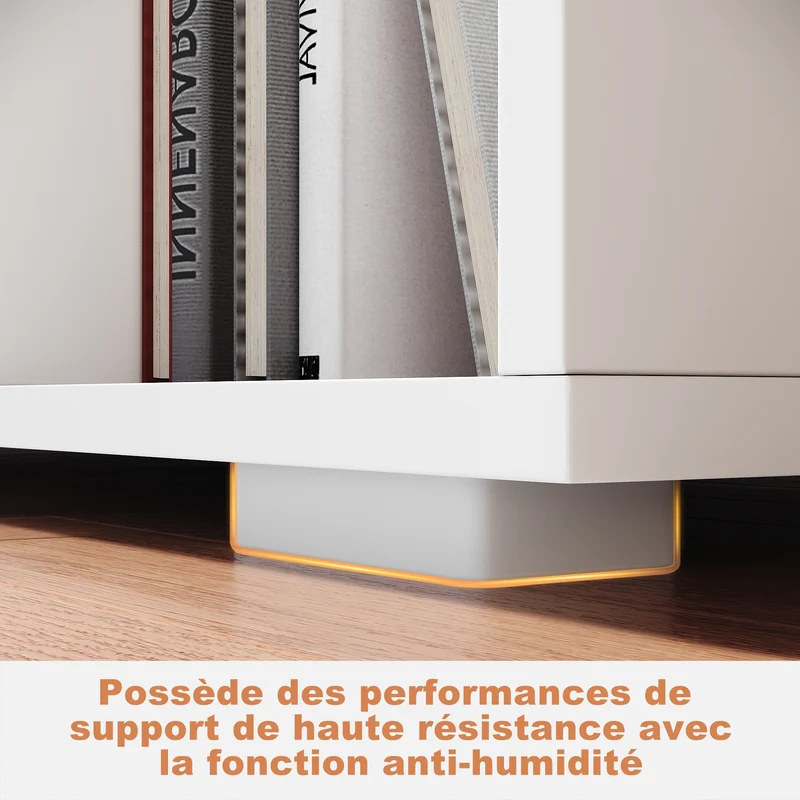 Table basse avec tiroirs de rangement et éclairage LED réglable Disponible en 12 couleurs Blanc 55 x 100 x 40 cm