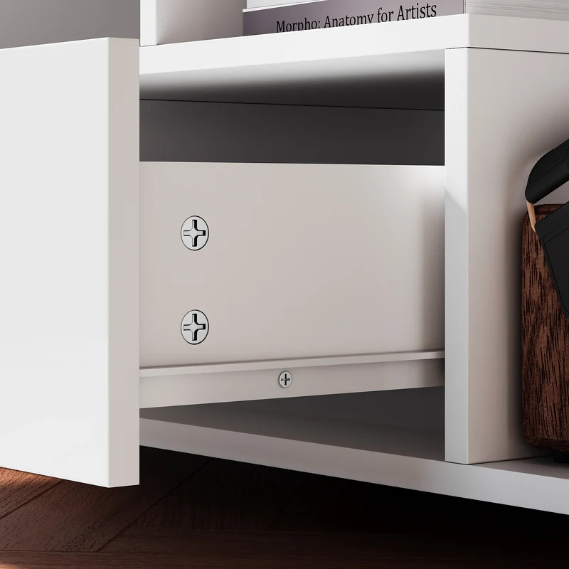Table basse avec tiroirs de rangement et éclairage LED réglable Disponible en 12 couleurs Blanc 55 x 100 x 40 cm