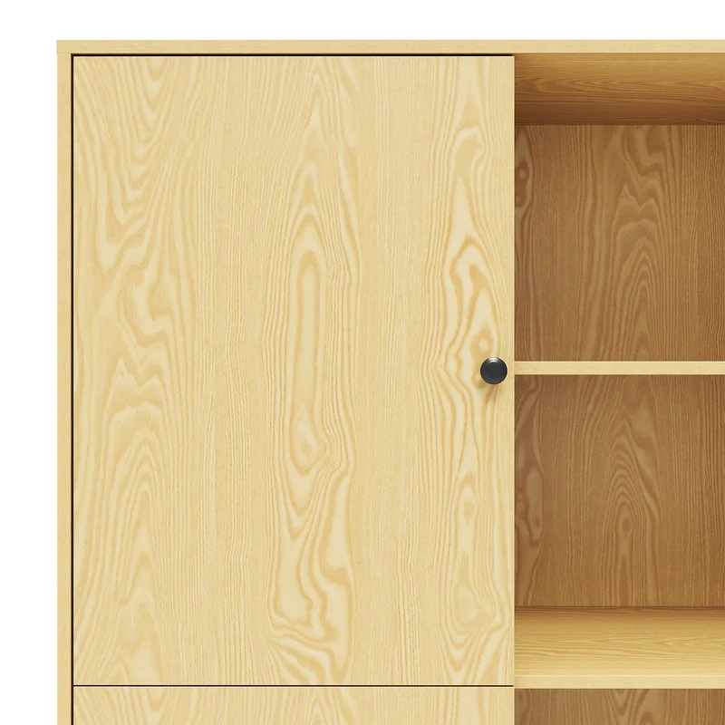 SIRHONA Vitrine de style moderne Semi-ouverte Bibliothèque à 8 compartiments salon Étagère de Rangement Meubles couleur bois 100x35x160 cm