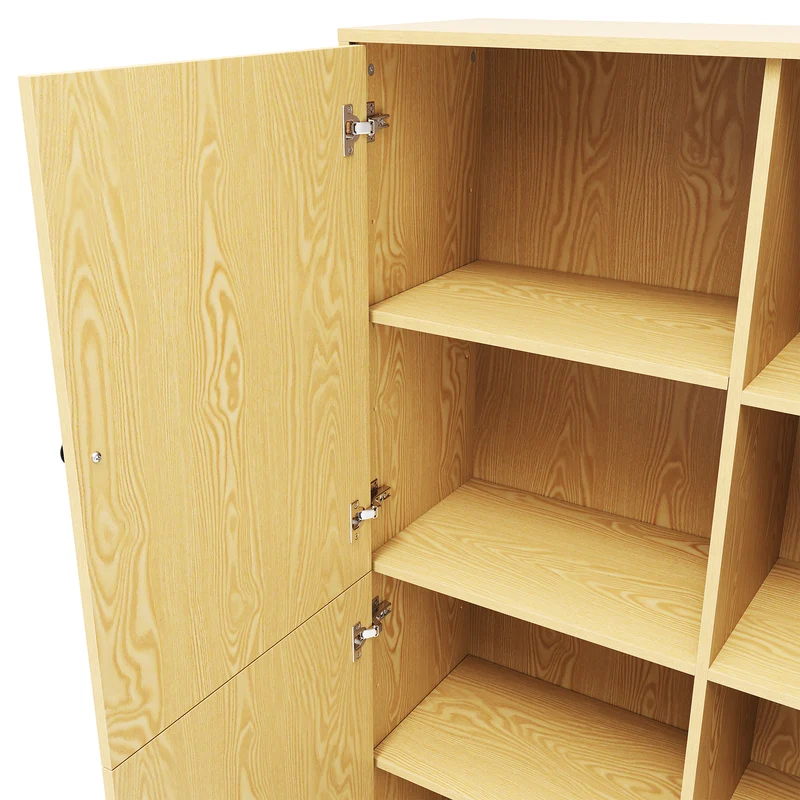 SIRHONA Vitrine de style moderne Semi-ouverte Bibliothèque à 8 compartiments salon Étagère de Rangement Meubles couleur bois 100x35x160 cm