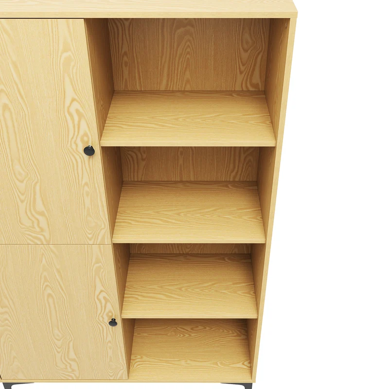 SIRHONA Vitrine de style moderne Semi-ouverte Bibliothèque à 8 compartiments salon Étagère de Rangement Meubles couleur bois 100x35x160 cm