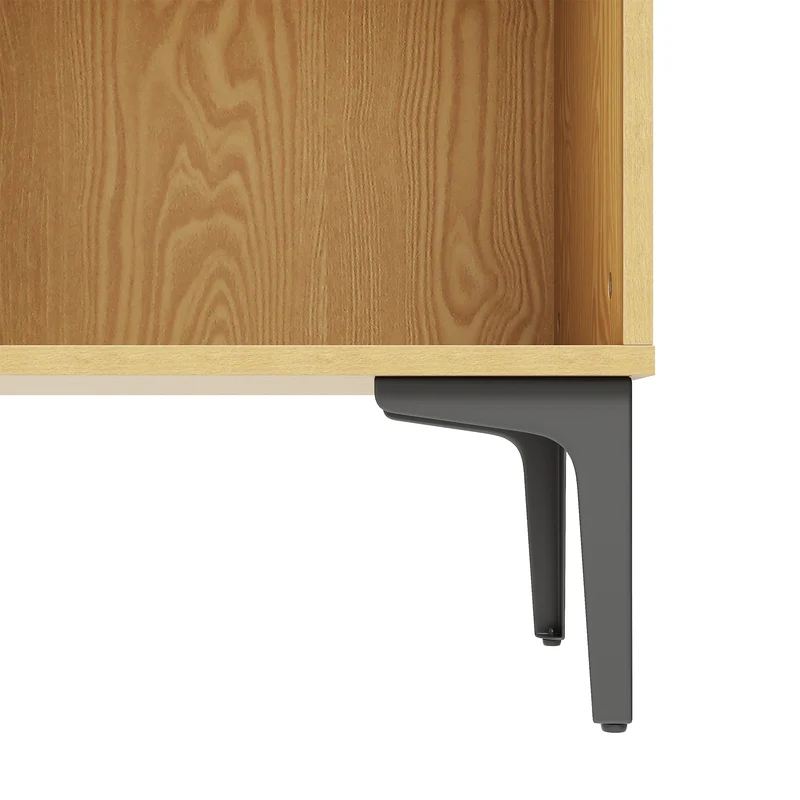 SIRHONA Vitrine de style moderne Semi-ouverte Bibliothèque à 8 compartiments salon Étagère de Rangement Meubles couleur bois 100x35x160 cm
