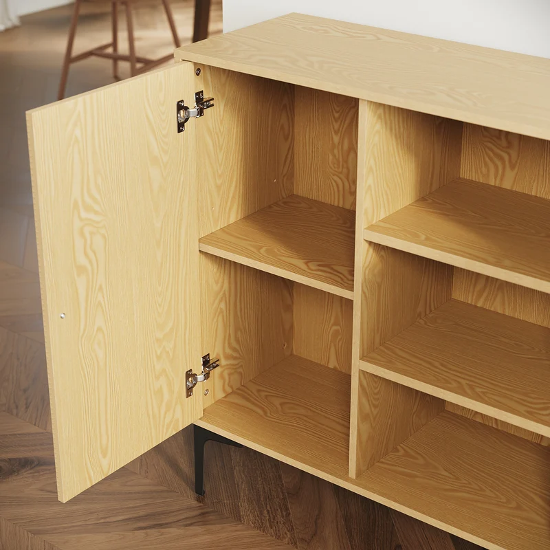 SIRHONA Buffet de salle à manger à 2 portes armoire de rangement Style moderne Meubles couleur bois, 120 x 35 x 93 cm